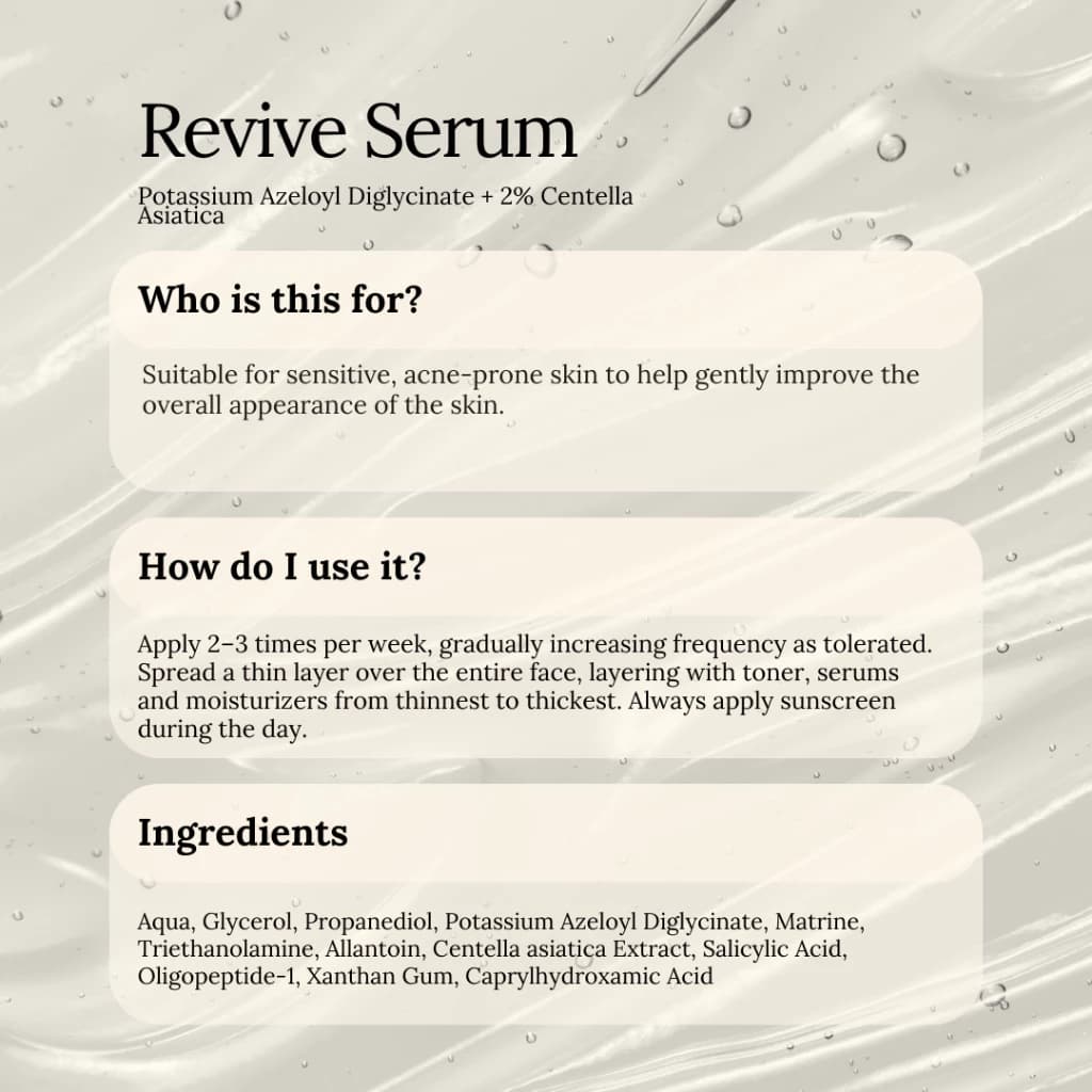 Soul Apothecary Revive Serum | 10% Azelaic Acid Derivative + Centella + Salicylic Acid + Peptides thumbnail 4