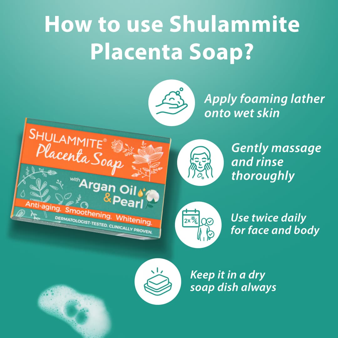 Shulammite Placenta Soap (Anti-aging) 150g Face & Body Bar thumbnail 4