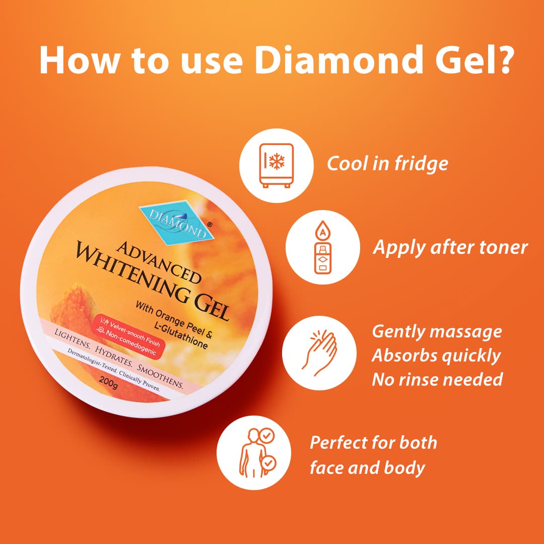 Diamond Advanced Whitening Gel 200g 1pc | With Orange Peel Extract & L-Glutathione thumbnail 4