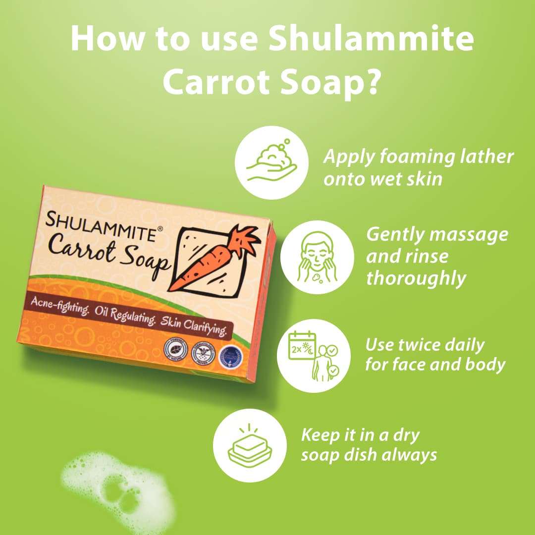 Shulammite Carrot Soap (Anti-Acne) Face & Body Bar 150g thumbnail 4