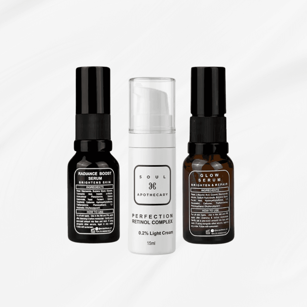 SOUL APOTHECARY | Youthful & Glowing Combo Set (YG1 & YG2) | Radiance Boost + Glow Serum + Retinol Cream