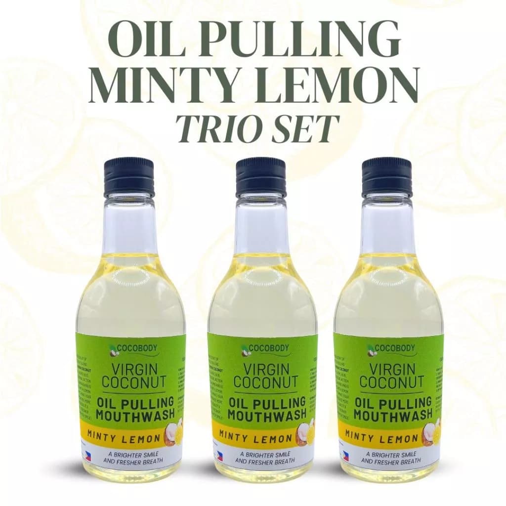 Cocobody, Oil Pulling Natural Mouthwash Minty Lemon 250ml Trio Se