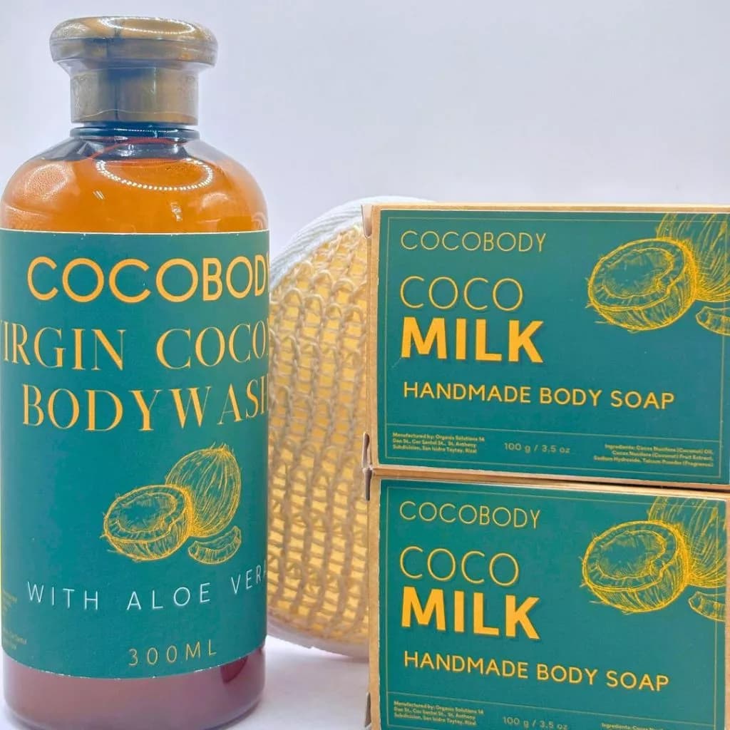 Cocobody, Coco Bath & Shower Set – Moisturizing Coconut Body Wash & Soaps with Loofah