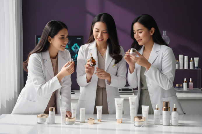 Professionals reviewing skincare products to ensure authenticity and quality before selling beauty products in the Philippines