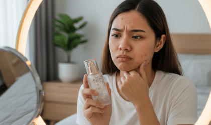 The Hidden Signs Your Skincare Products Are Damaging Your Skin, Not Helping It 8 Woman noticing breakouts while skincare products are damaging your skin over time