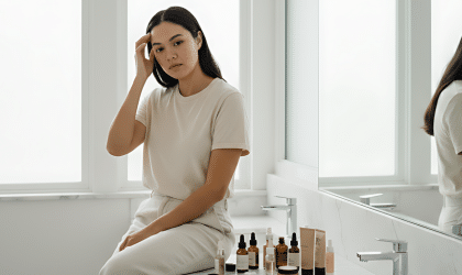 The Hidden Signs Your Skincare Products Are Damaging Your Skin, Not Helping It 6 Woman feeling concerned as skincare products are damaging your skin over time