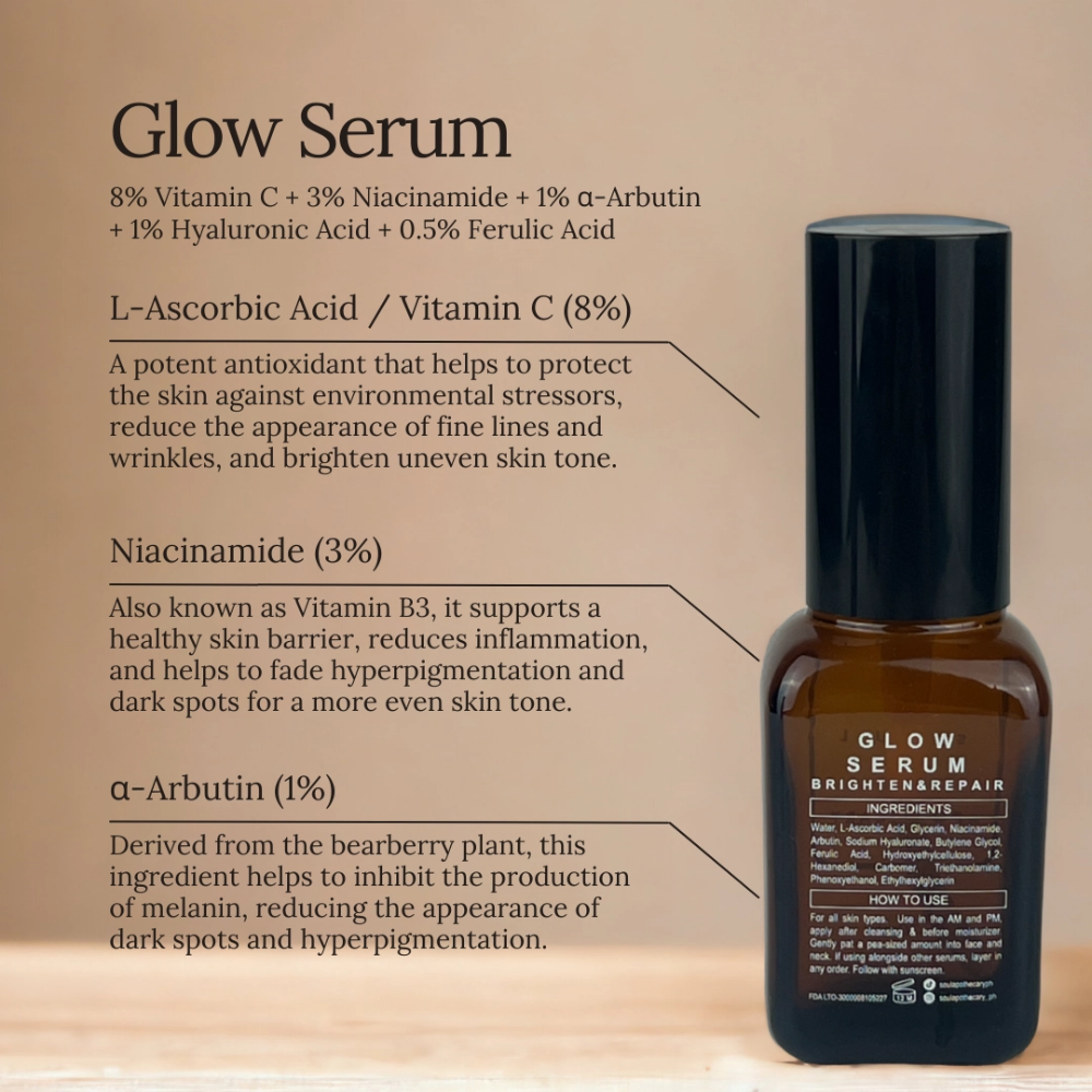 SOUL APOTHECARY | Glow Serum (Vit C + Niacinamide + Arbutin + HA + Ferulic Acid) 3 SOUL APOTHECARY | Glow Serum (Vit C + Niacinamide + Arbutin + HA + Ferulic Acid) - Image 2
