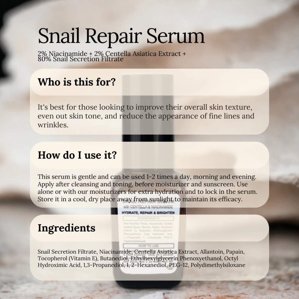 SOUL APOTHECARY | Snail Repair Serum with Centella and Niacinamide 4 SOUL APOTHECARY | Snail Repair Serum with Centella and Niacinamide - Image 3